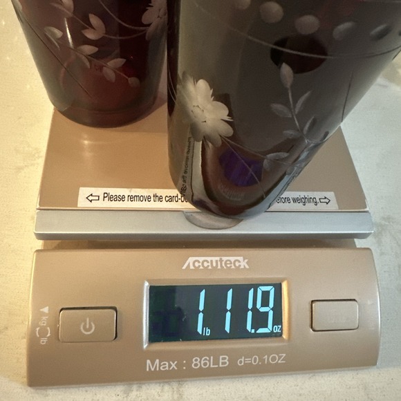 William Sonoma Vintage Garnet Etched Tumblers Ruby Red Glasses 8 OZ Set Of 4 NWT - Picture 6 of 6